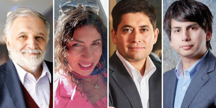 Eduardo Bitrán, Codelco; Pamela Goicovich, Cámara Internacional del Litio; Hermann González, Clapes UC; y Patricio Faúndez, GEM Mining Consulting. Créditos: Flickr y LinkedIn