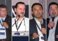 Luis Montecinos (Anglo American Los Bronces), Alejandro Irarrázabal (ECOS), Patricio Matalama (BRASS Chile) y Carlos Strange (Gold Fields). Créditos: InfoMINERÍA