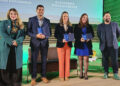 María Francisca Valenzuela, jefa de la Oficina de Género y Derechos Humanos del Ministerio de Energía; Sebastián Espinoza, representante del Mineduc; Carolina Salazar, de ChileValora; y Alejandra Hidalgo, del Ministerio de Energía. Créditos: InfoMINERÍA