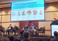 Nele Van Roey (Molymet Belgium), Lilian Velásquez (Pontificia Universidad Católica de Chile), Humberto Estay (AMTC, Universidad de Chile), Max Larraín (Aclara Resources), Ignacio Majluf (SQM) y Nand Peeters (KU Leuven). Créditos: InfoMINERÍA