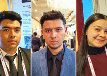 Ignacio Carreño y Matías Campos, ambos de la Universidad de Tarapacá, y Jessica González, de la Universidad Nacional de Colombia. Créditos: InfoMINERÍA.