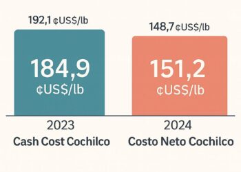Chile reduce Cash Cost minero, pero sube el Costo Neto