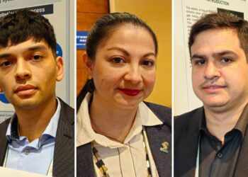 De izquierda a derecha: Sebastián Zambra (Universidad Católica del Norte), Ginna Jiménez (Universidad de Concepción) y Camilo Cuervo (Universidad de Concepción). Foto: InfoMINERÍA.