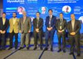 Marcos Kulka (H2 Chile), Antoine Liane (Total Energies H2), Mario Marchese (HNH Energy), Gonzalo Moyano (MAE Energy), Joan Leal (EDF Power Solutions Chile), Víctor Turpaud (HIF Global) y Luis Sarrás (Green Hydrogen). Foto: InfoMINERÍA