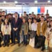 Estudiantes de Ingeniería en Minas de la USACH junto a expositores de Sernageomin y el seremi de Minería de la Región Metropolitana, Carlos Hunt, en FEXMIN 2025. Foto: InfoMINERÍA.