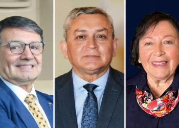 Manuel Viera, presidente de la Cámara Minera de Chile; Patricio Cartagena, presidente de CAMMIN; y Patricia Narváez, presidenta de FEXMIN. Créditos: gentileza de las organizaciones.