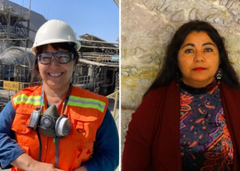 Paula Rojas, académica de la Facultad de Ingeniería y Ciencias de la Universidad Adolfo Ibáñez, y Leticia del Pilar Campos, académica del Departamento de Ingeniería de Minas de la Universidad de Atacama. Créditos: cedida.